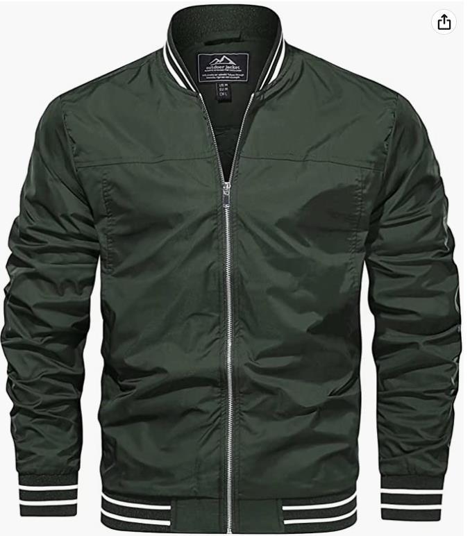 Mens Lightweight Trench Bomber Jacket  Windproof Casual Coat (EU Size)