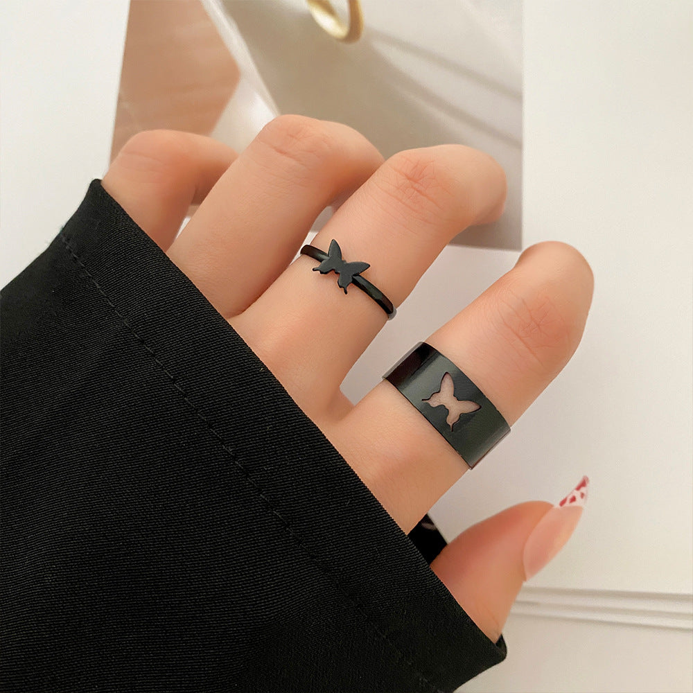 Butterfly ring opening multi-joint ring set 22 pieces love ring female design sense niche