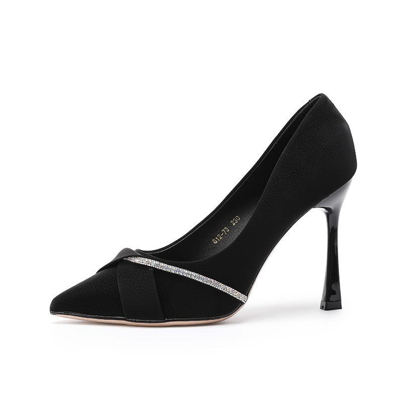 New Casual High Heels: Pointed Toe Stiletto Heels with Rhinestones