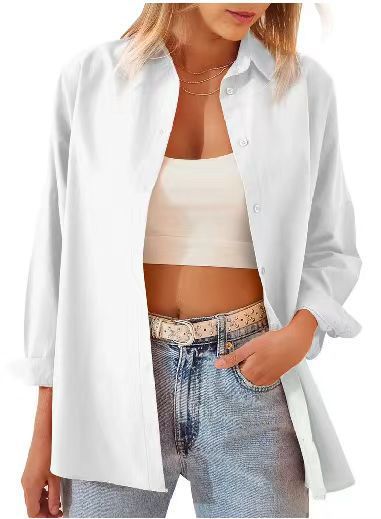 Candy-Colored Button-Up Cardigan Shirt for Women