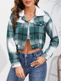 Plaid long sleeve cropped top