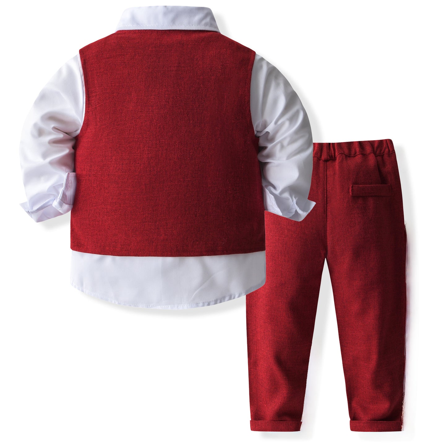 Boys' Spring & Autumn Shirt, Vest, and Pants Set