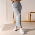 cross-border solid color sanded pit strips, elastic slim skirt
