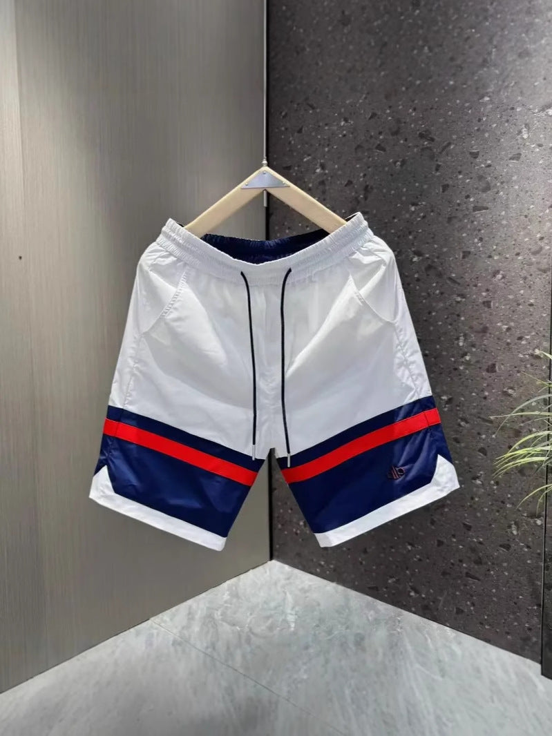 Men's Color Block Casual Shorts  Loose Fit Summer Cropped Pants