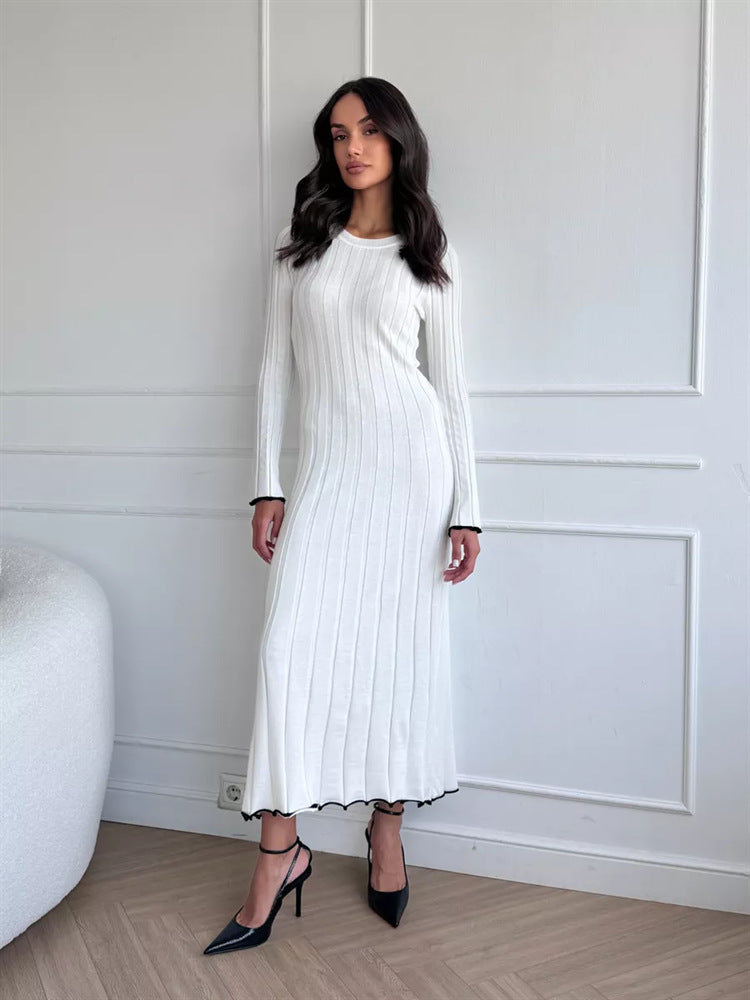 Long Sleeve Knitted Midi Sweater Dress