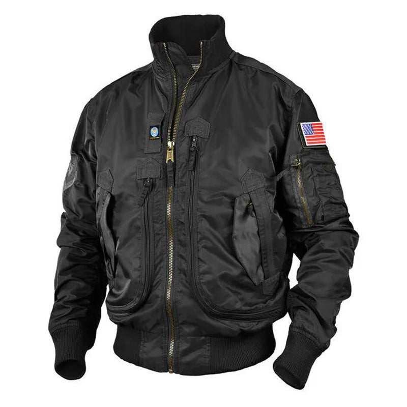 Mens Air Force Pilot Baseball Jacket  Tactical Stand Collar Leader Fan Coat