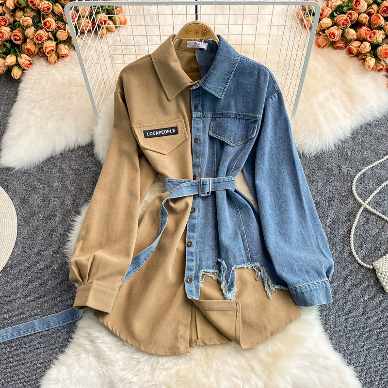 Waist Slimming Irregular Midi Shirt