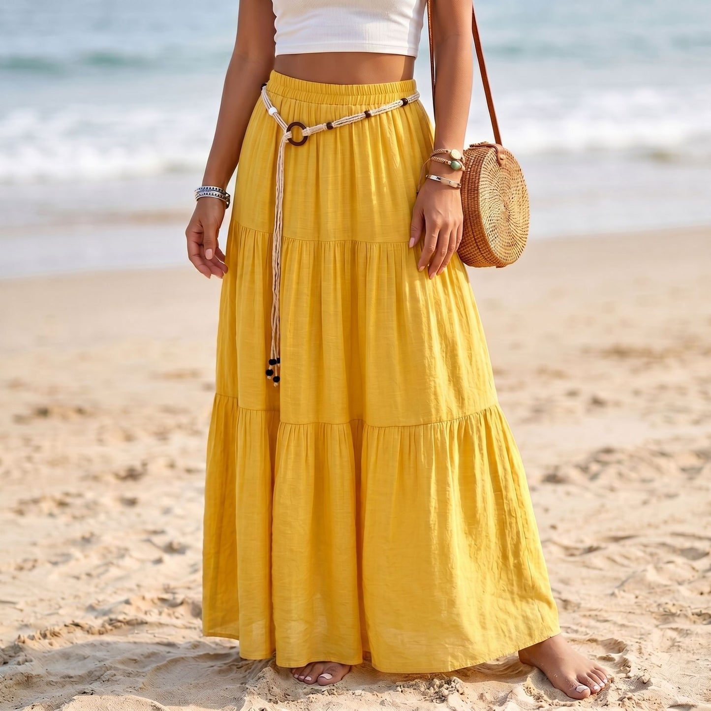 Solid Color Patchwork Layered Cake Skirt