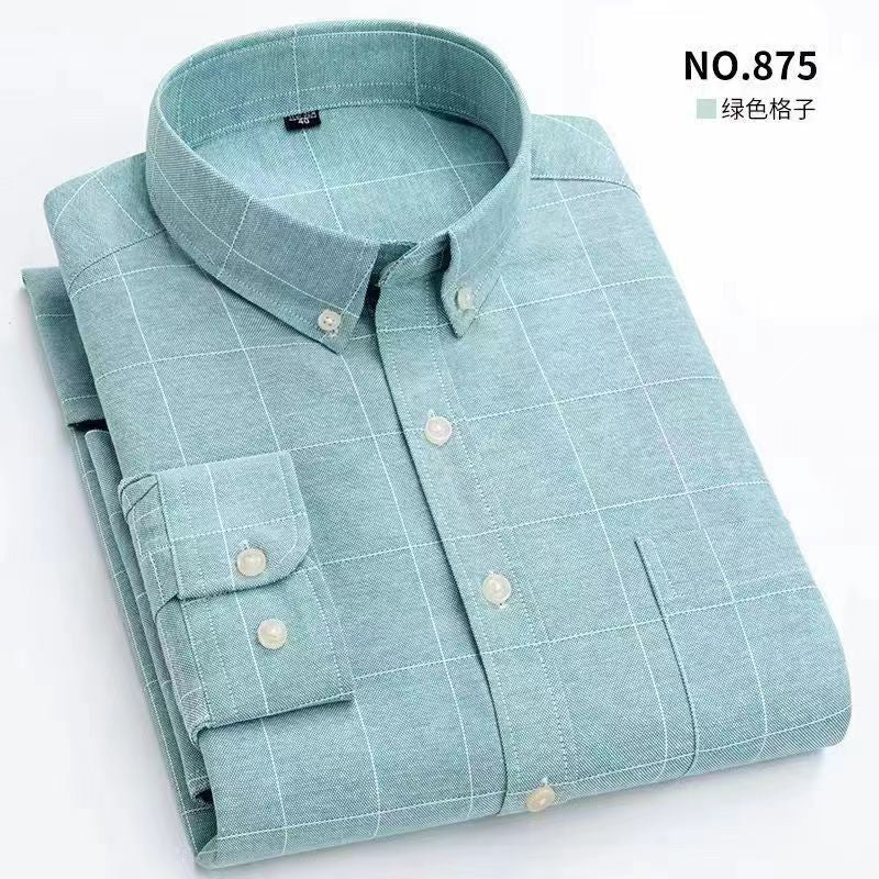 Men’s Solid Color Oxford Cotton Long-Sleeve Shirt