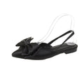 Korean Silk Bow Flat Sandals  Two-Way Wear, Pointed Toe & Square Heel