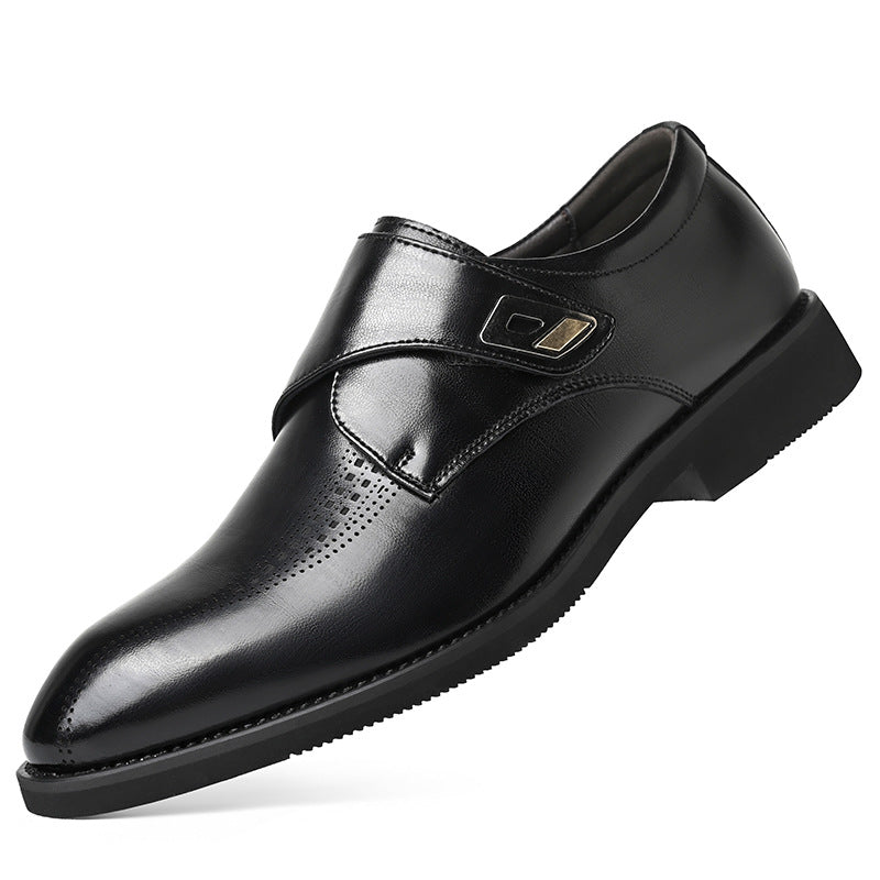 British Style Velcro Leather Shoes for Men  Business Casual & Formal Slip-On