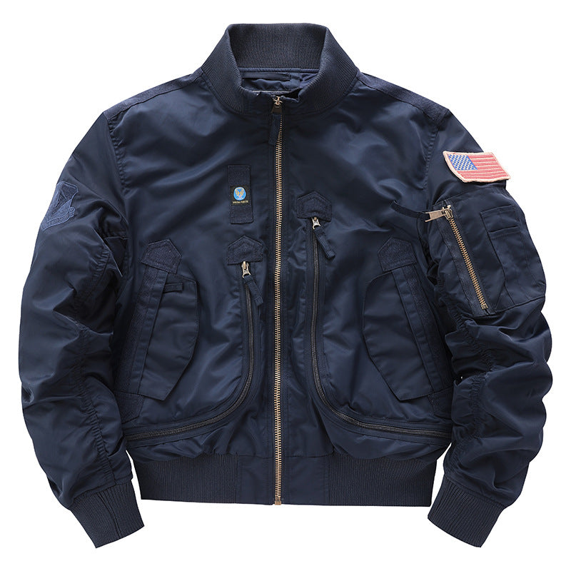 Mens Air Force Pilot Baseball Jacket  Tactical Stand Collar Leader Fan Coat
