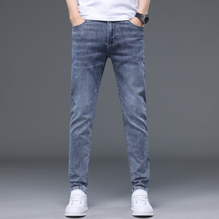 Men’s High-End Washed Slim-Fit Jeans – Spring Trend Straight-Leg Casual Pants