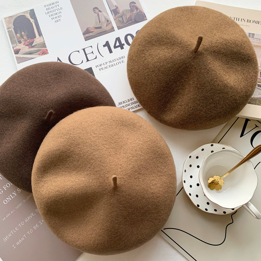 Retro Wool Beret  Cashmere & Wool Women's Hat for Autumn & Winter