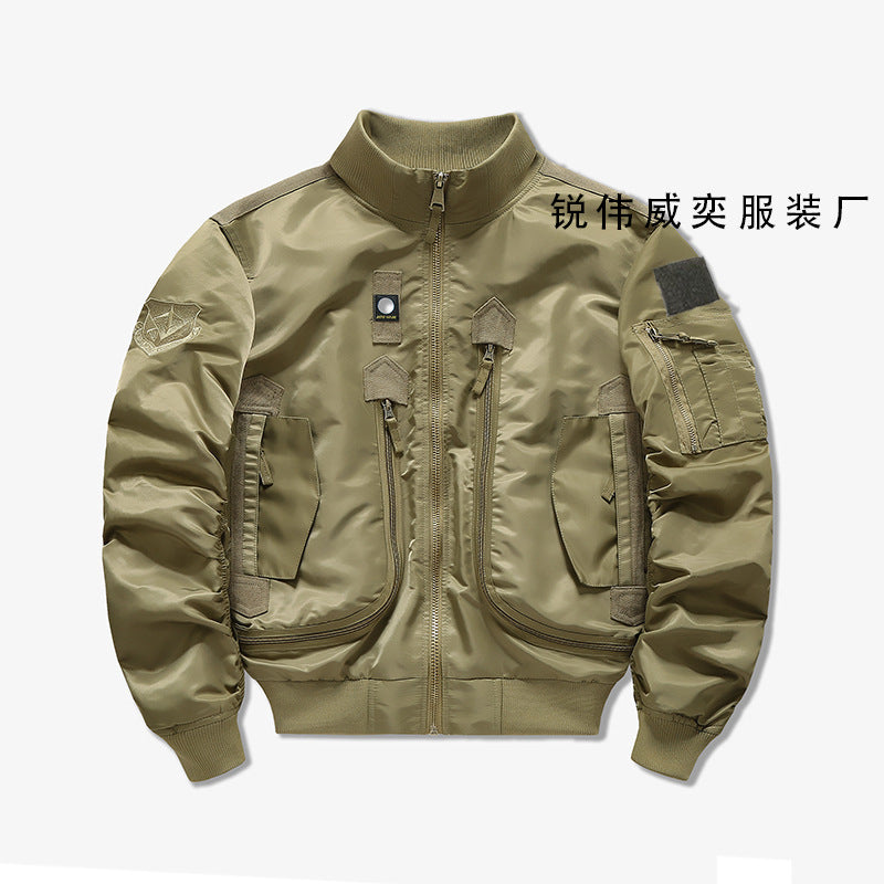 Mens Air Force Pilot Baseball Jacket  Tactical Stand Collar Leader Fan Coat