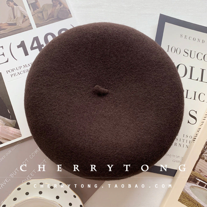 Retro Wool Beret  Cashmere & Wool Women's Hat for Autumn & Winter