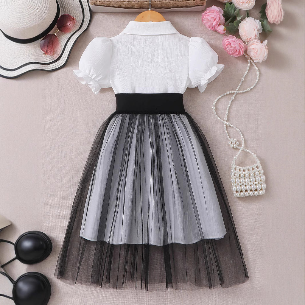 Girls' Puff Sleeve Mesh Dress – For Teens & Kids