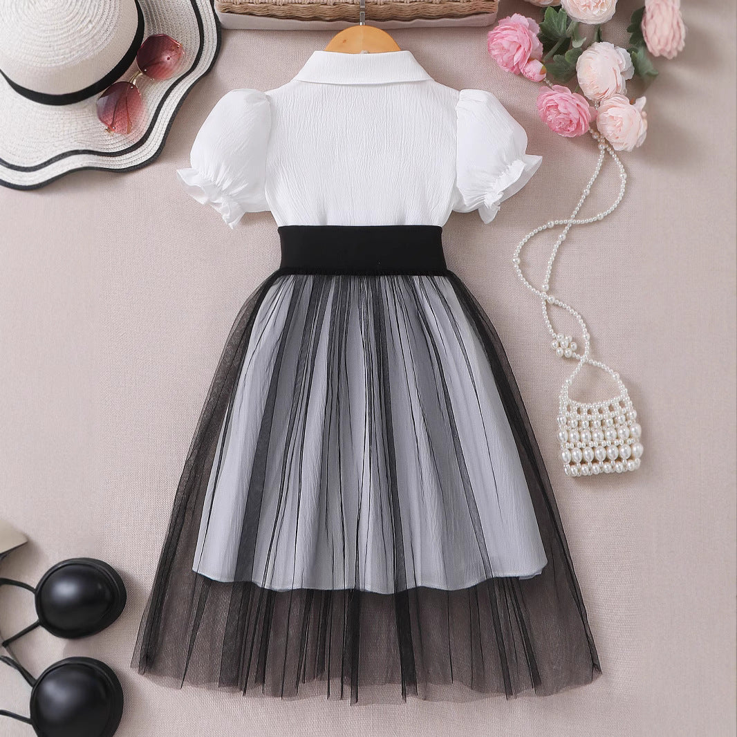 Girls' Puff Sleeve Mesh Dress – For Teens & Kids
