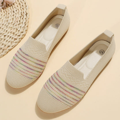 New women's flying weaving flat shoes