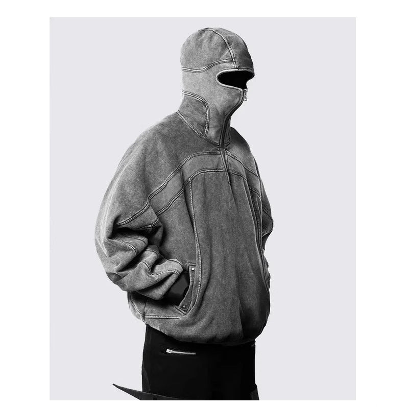 Full-Zip Eye-Hole Hoodie  Men's  Streetwear (On Hand)