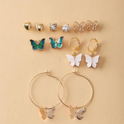 Creative French retro gold earrings set