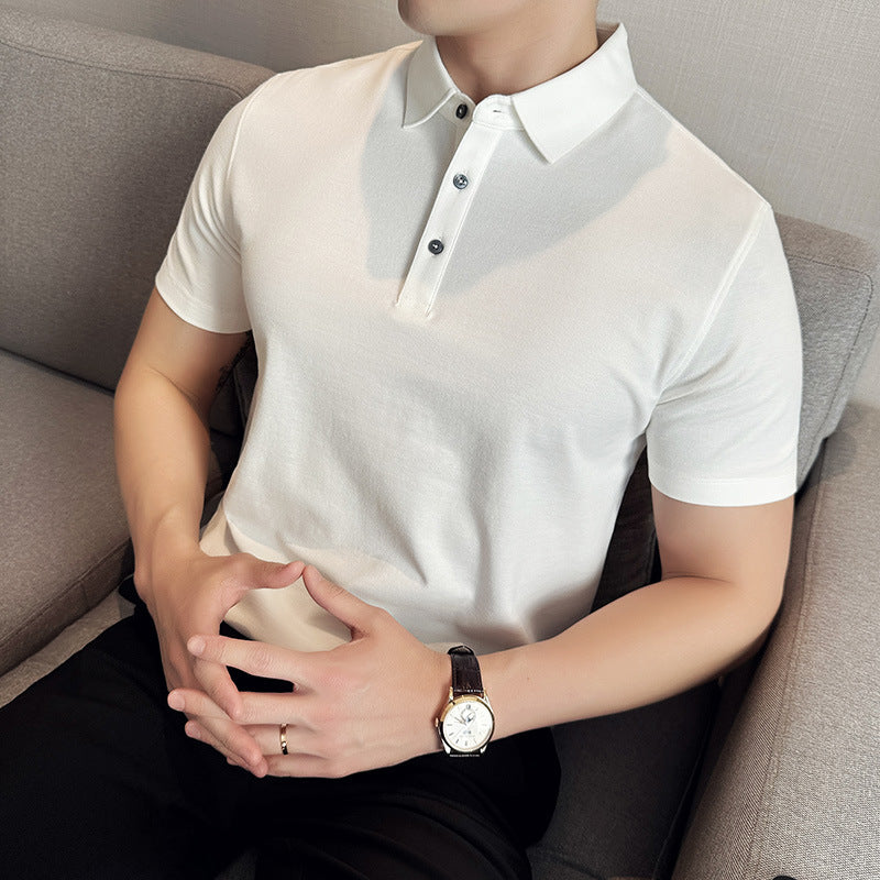 Mens Slim Fit Cotton Polo Shirt FW9855 Comfortable Non-Marking Short Sleeve