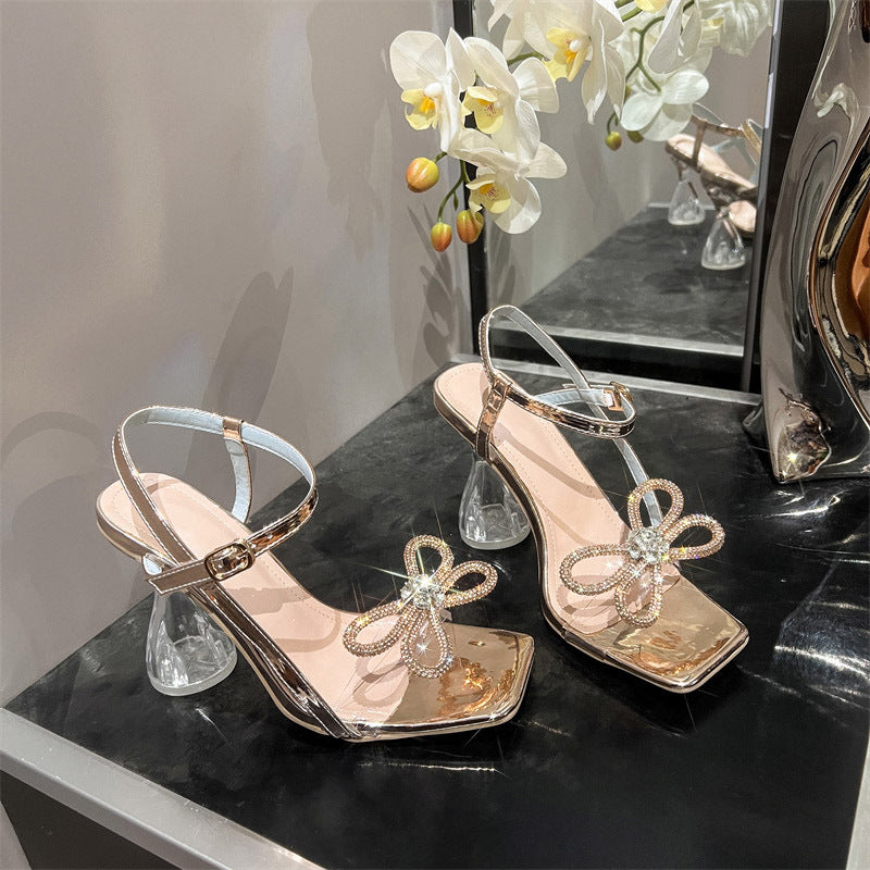 Crystal wine glass high-heeled sandals