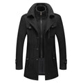 Men’s Double Collar Wool Blend Coat – Business Casual Winter Overcoat