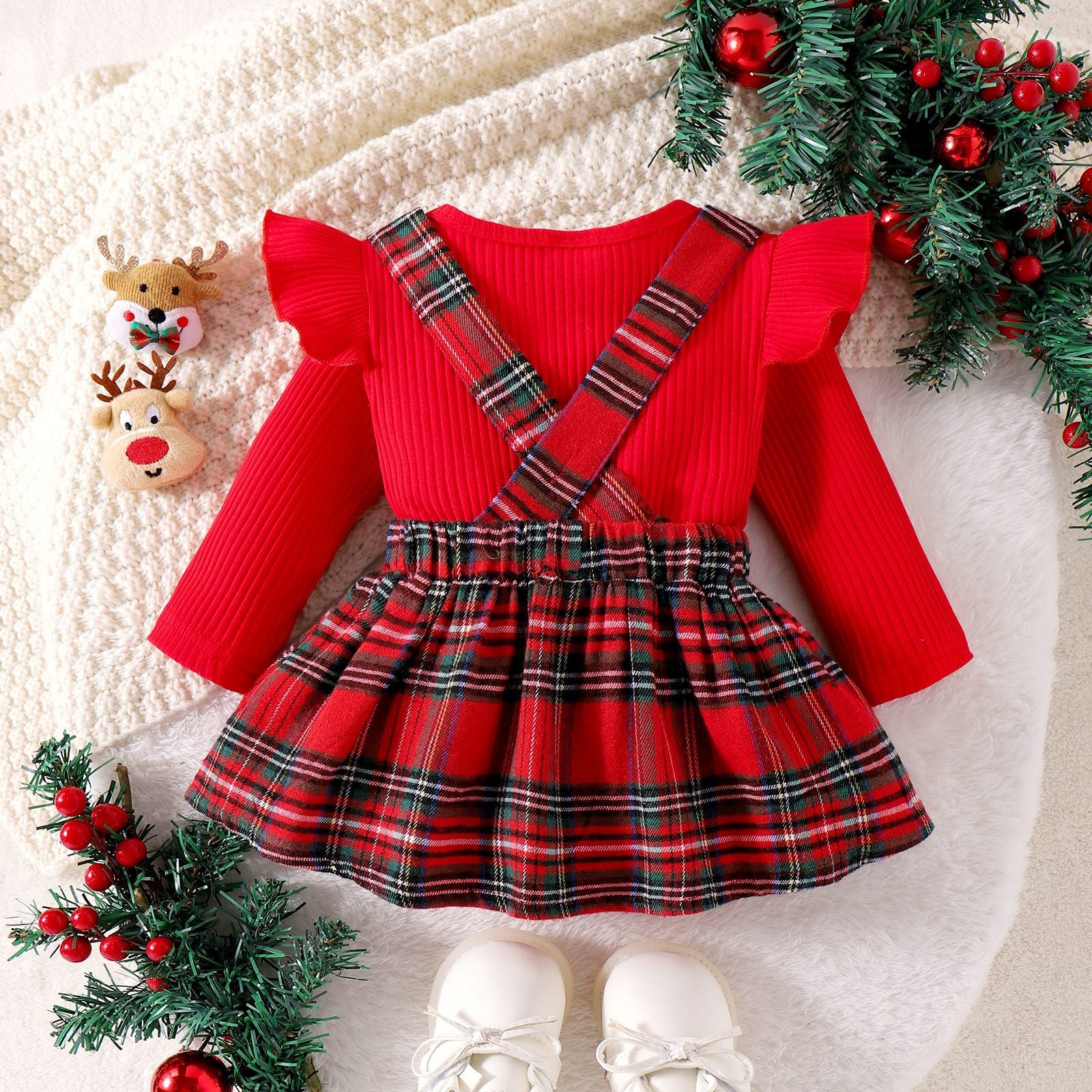 Santa Sweetheart Plaid Strap Skirt Set