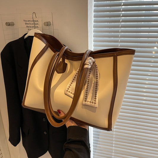 High-End Contrast Tote Bag for Women