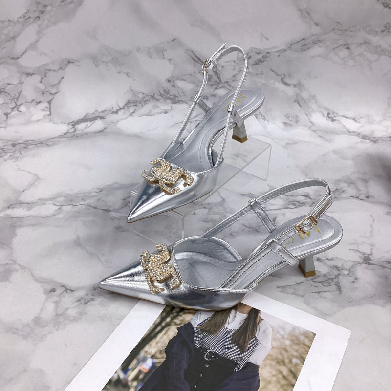 Metal Buckle High Heel Sandals