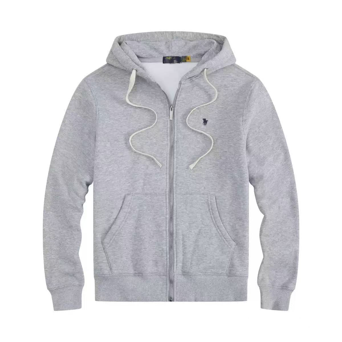 Mens Thick Cotton Fleece Zip-Up Hoodie