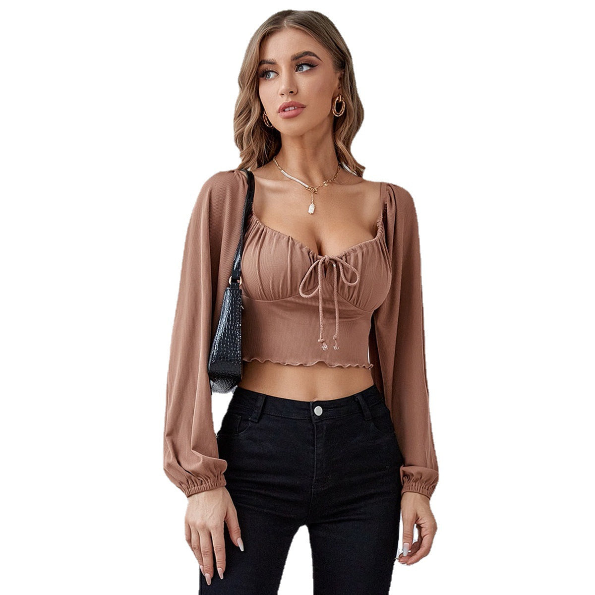 Sexy Slim Low Cut Shirt - Crop Top