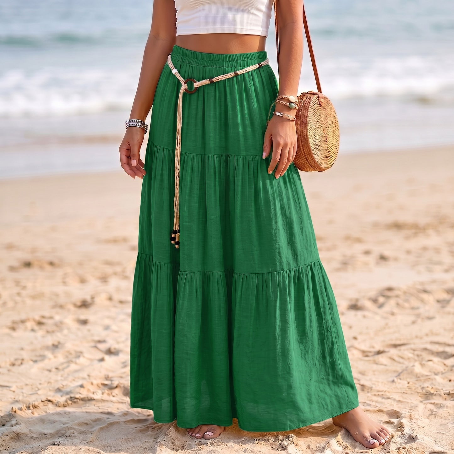 Solid Color Patchwork Layered Cake Skirt