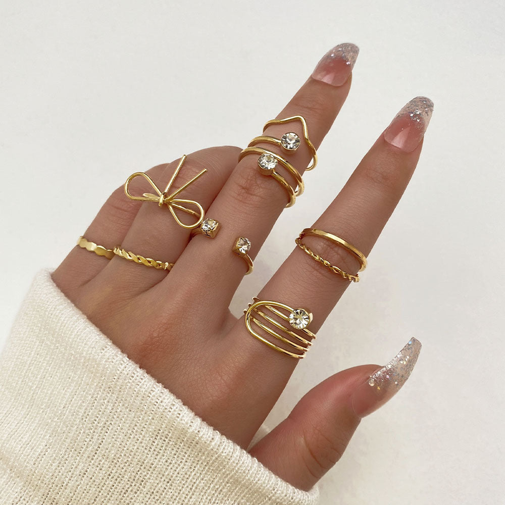 Butterfly ring opening multi-joint ring set 22 pieces love ring female design sense niche
