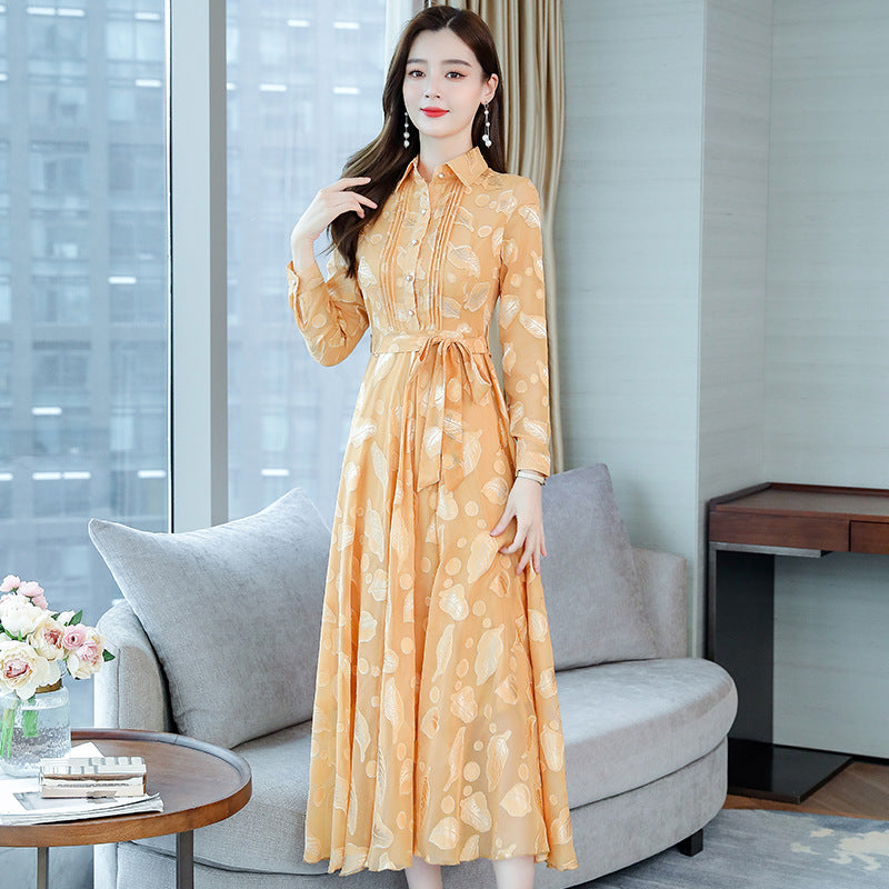 Women’s 2025 Slim Jacquard Chiffon Long Dress