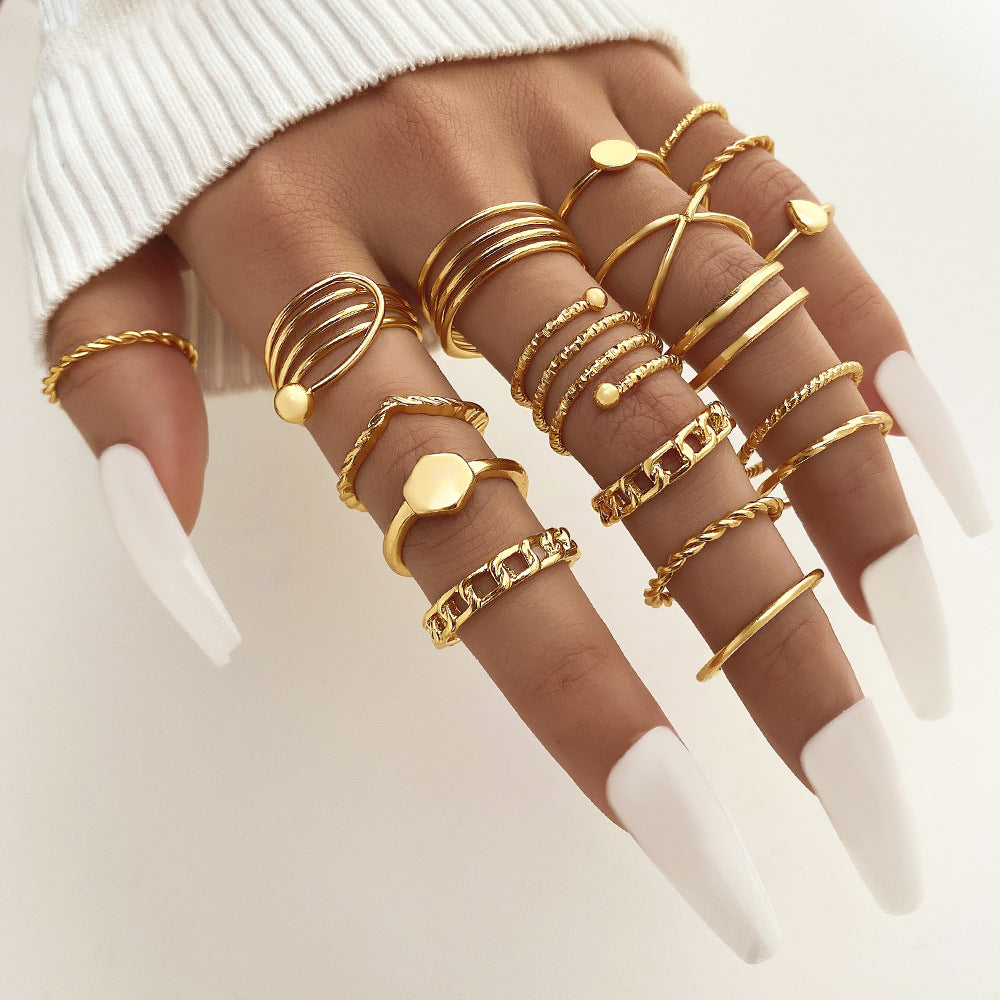 Butterfly ring opening multi-joint ring set 22 pieces love ring female design sense niche