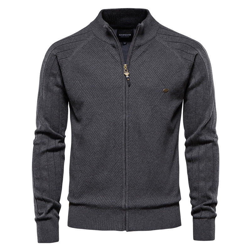 Mens Korean Style Color Block Knit Sweater Jacket