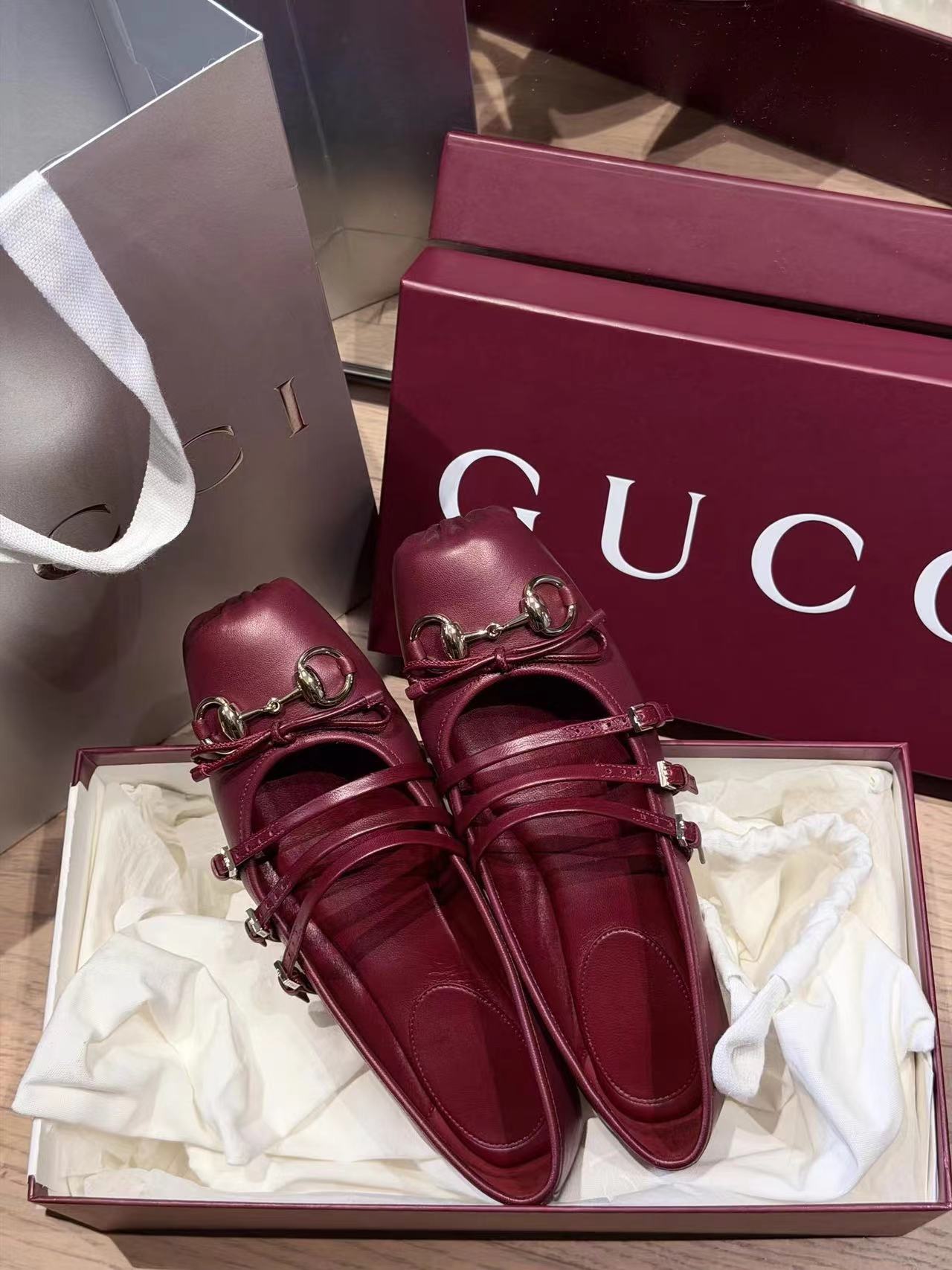 Sheepskin Horsebit Ballet Flats  Retro Little Red Mary Jane Shoes