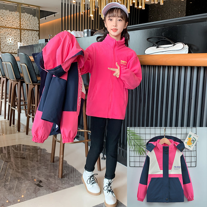 Girls' 3-in-1 Detachable Jacket  Thickened Autumn & Winter Coat