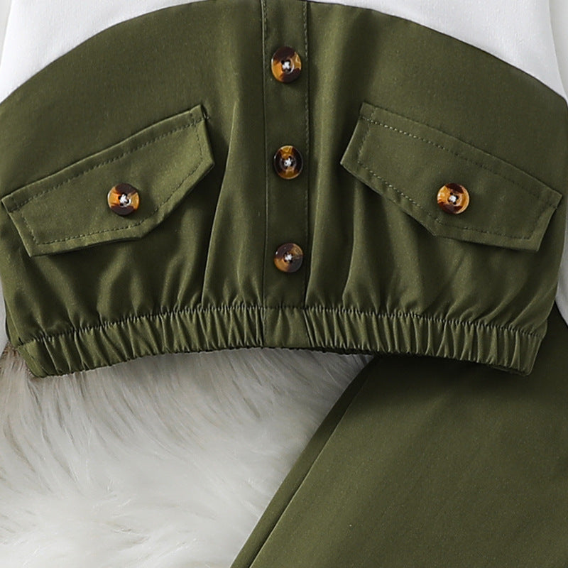 Girls' Army Green Sweatshirt Set