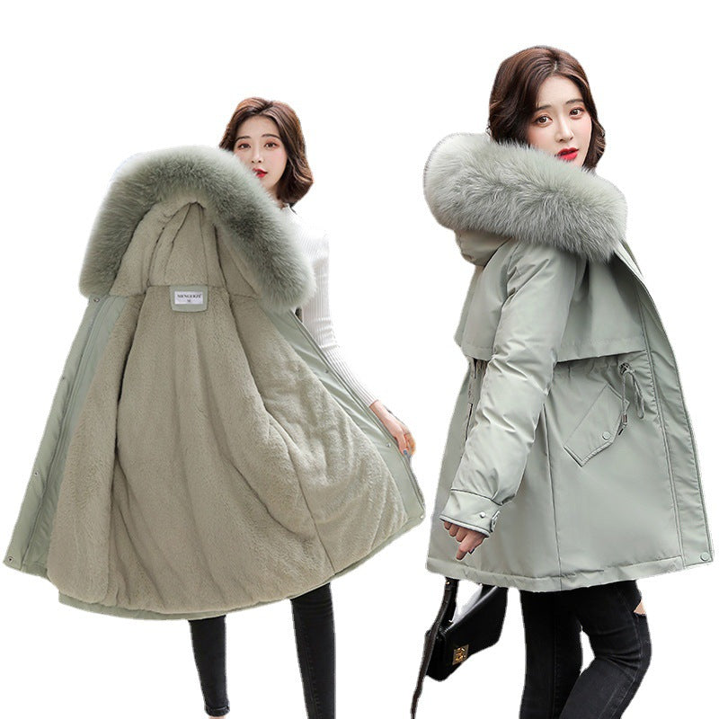 Korean Slim Fit Faux Fur Hooded Winter Jacket