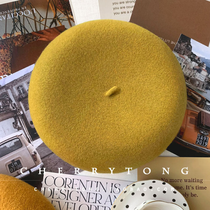 Retro Wool Beret  Cashmere & Wool Women's Hat for Autumn & Winter