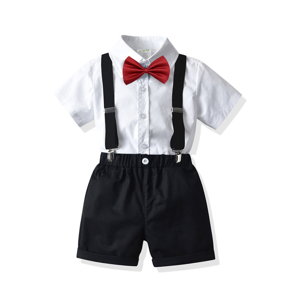 Boys' Summer Cotton Shirt & Bib Pants Set