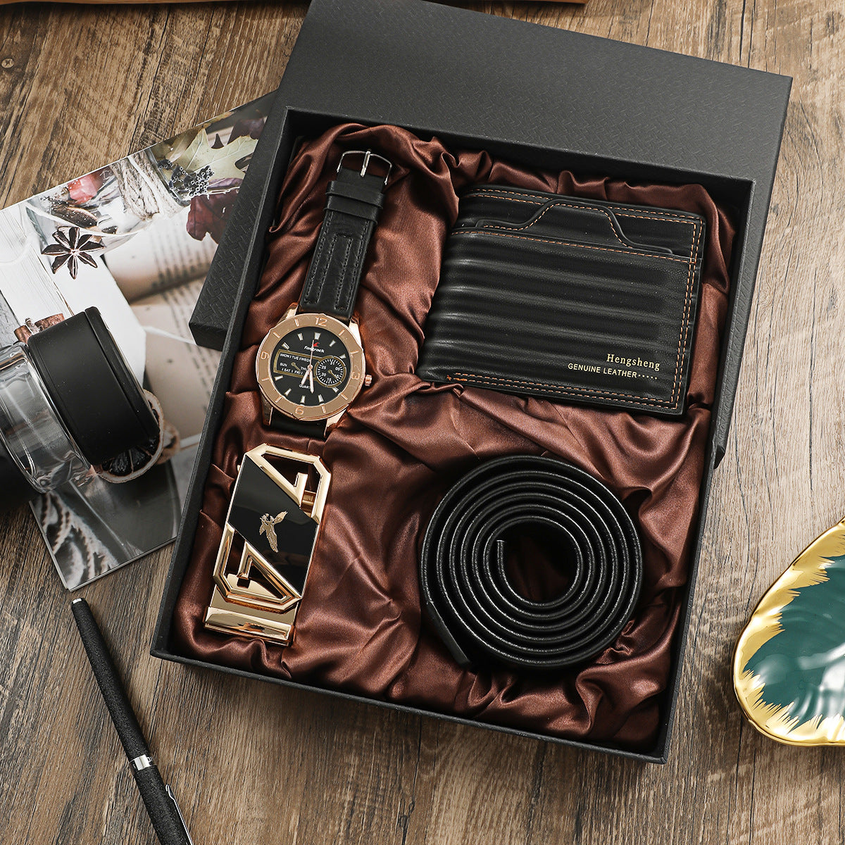 Elegant Men's Watch & Accessories Gift Set