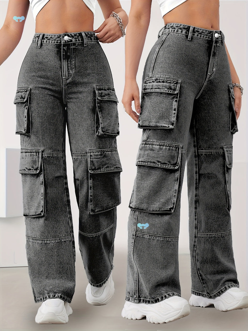 High Elastic Plus Size Casual Jeans - Deep Gray (On Hand)