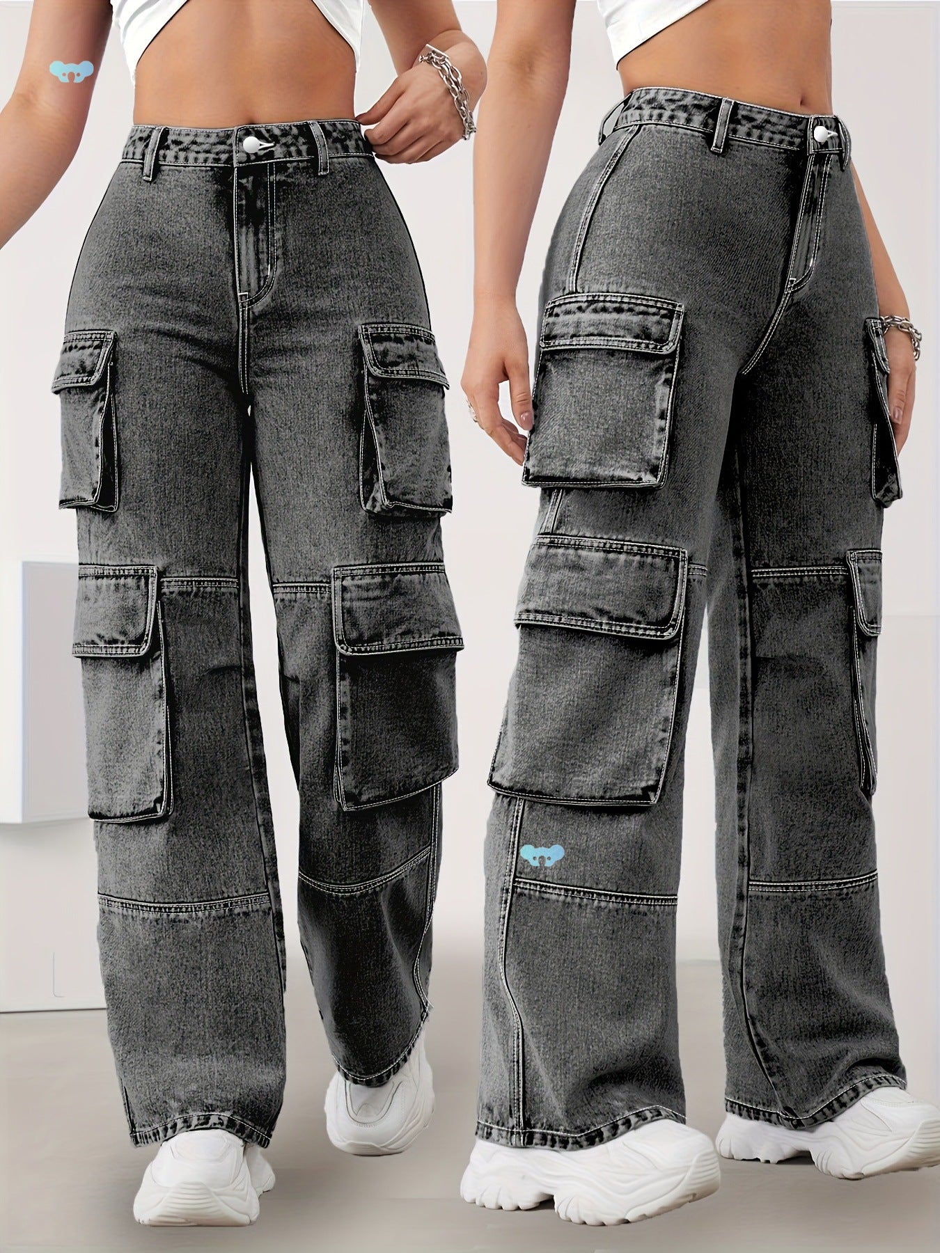 High Elastic Plus Size Casual Jeans - Deep Gray