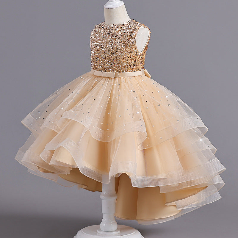 Girls' Glitter Tulle Trailing Dress