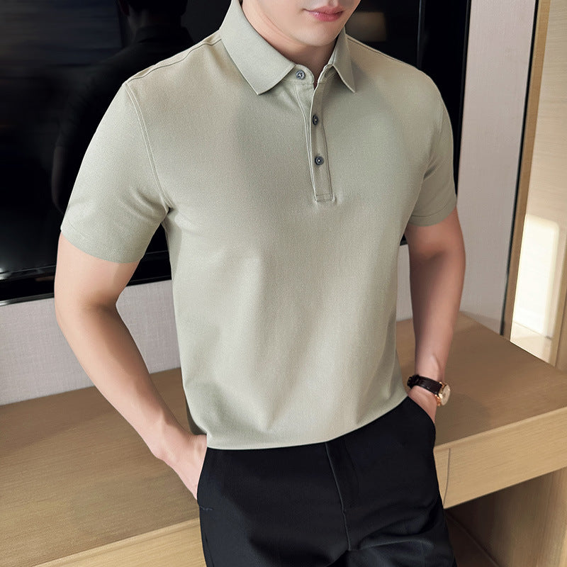 Mens Slim Fit Cotton Polo Shirt FW9855 Comfortable Non-Marking Short Sleeve