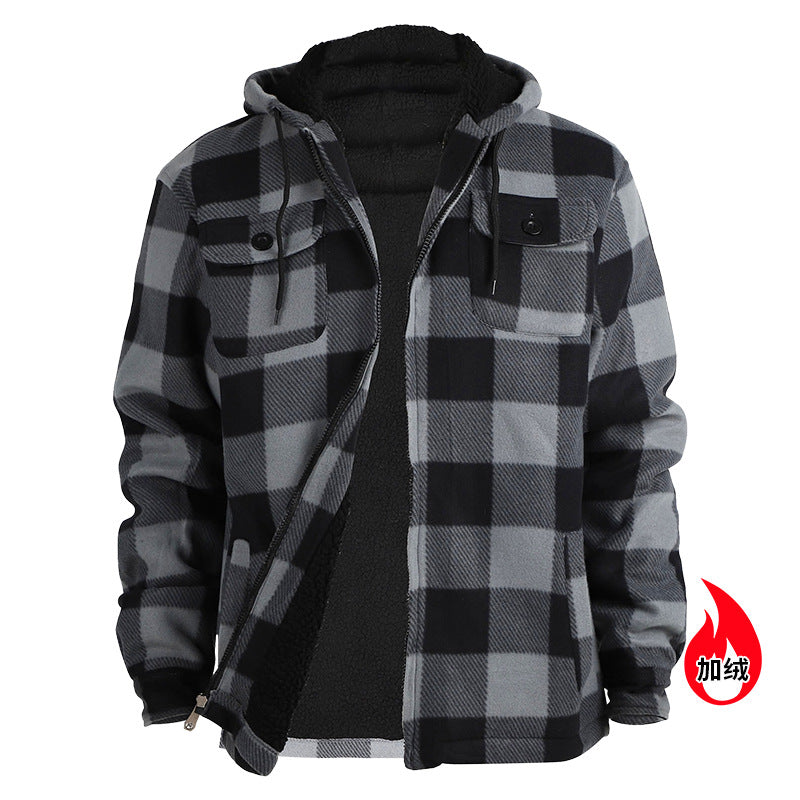 Men's Fleece Plaid Hoodie